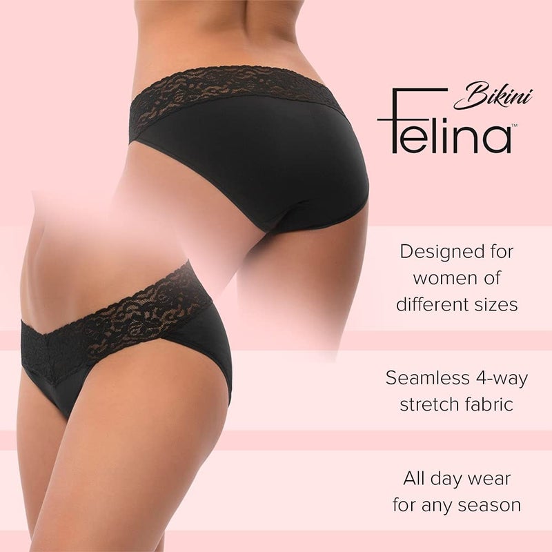 Felina Stretchy Lace Trimmed Bikini Underwear (5-Pack) - Pastel Skies - Large - Sexy Underwear for Women, Bikini Panties, Seamless Panties, Sexy Lingerie - Lace No Show Underwear for Women - Image 5